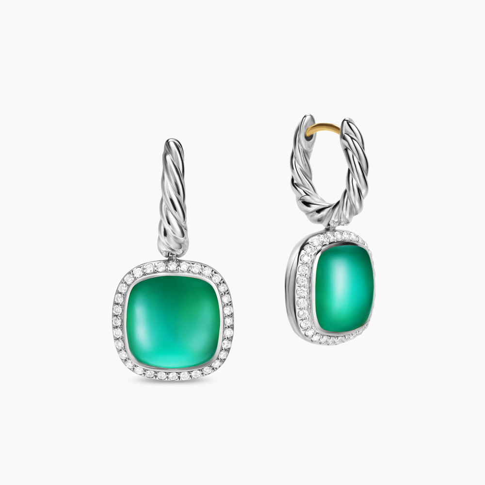 David Yurman Albion® Drop Earrings in Sterling Silver with Lagoon Orchid and Diamonds