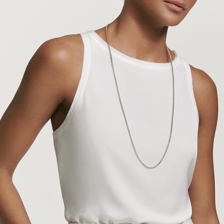 David Yurman Small Box Chain Necklace with an Accent of 14ct Gold