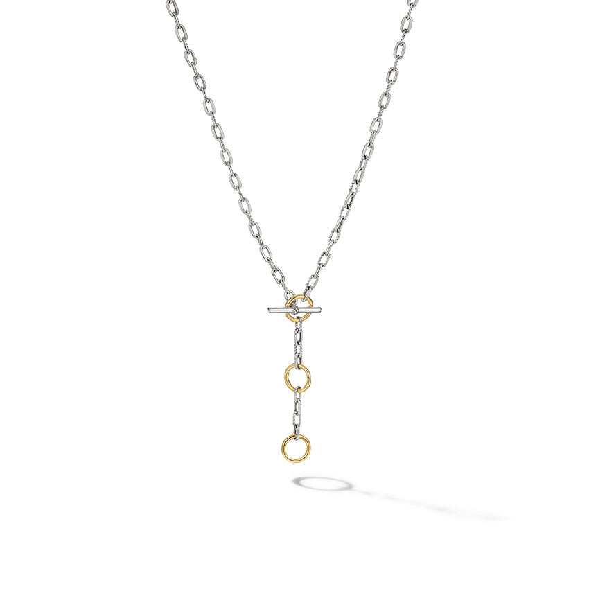 David Yurman DY Madison® Three Ring Chain Necklace with 18ct Yellow Gold