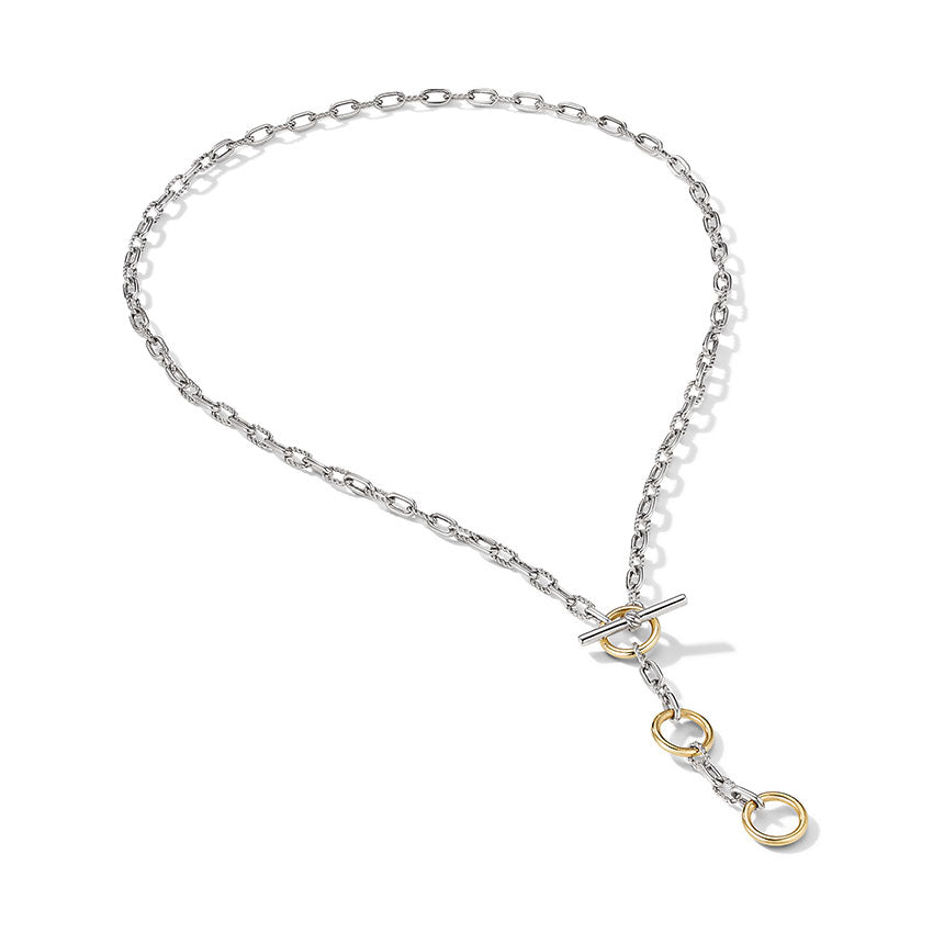 David Yurman DY Madison® Three Ring Chain Necklace with 18ct Yellow Gold