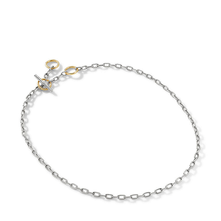 David Yurman DY Madison® Three Ring Chain Necklace with 18ct Yellow Gold