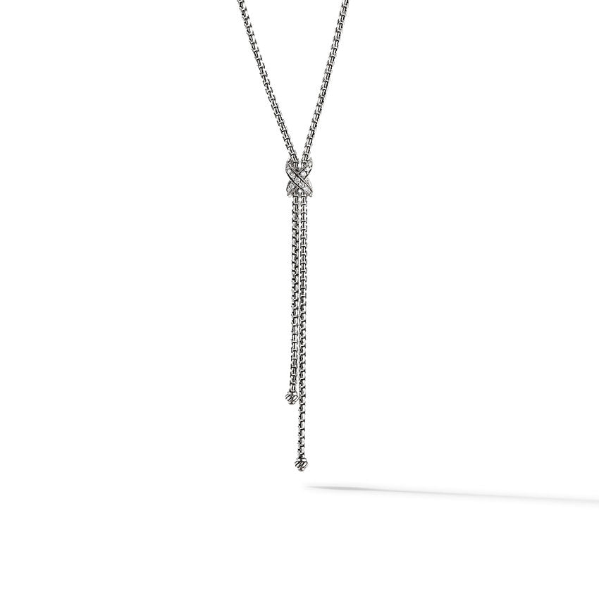 David Yurman Petite X Lariat Y Necklace with Pavé Diamonds N16920DSSADI175