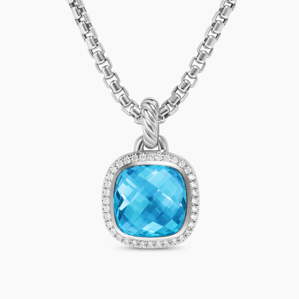 David Yurman Albion® Pendant in Sterling Silver with Blue Topaz and Diamonds