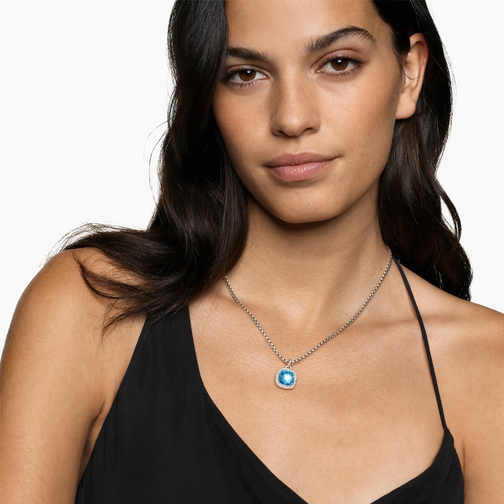 David Yurman Albion® Pendant in Sterling Silver with Blue Topaz and Diamonds