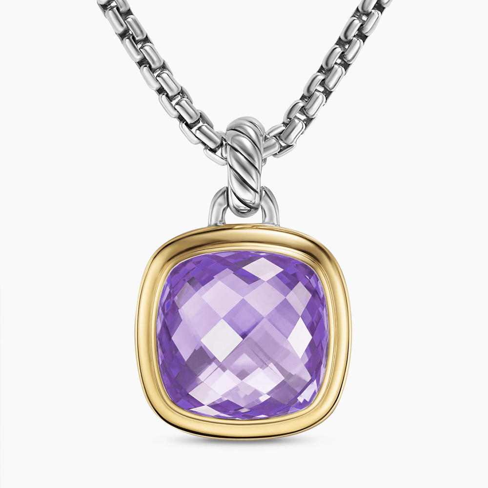 David Yurman Albion® Pendant in Sterling Silver with 18ct Yellow Gold and Amethyst