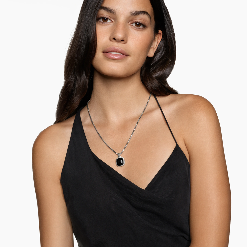 David Yurman Albion® Pendant in Sterling Silver with Black Onyx and Diamonds