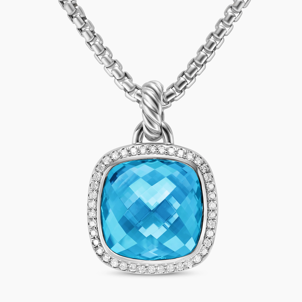 David Yurman Albion® Pendant in Sterling Silver with Blue Topaz and Diamonds