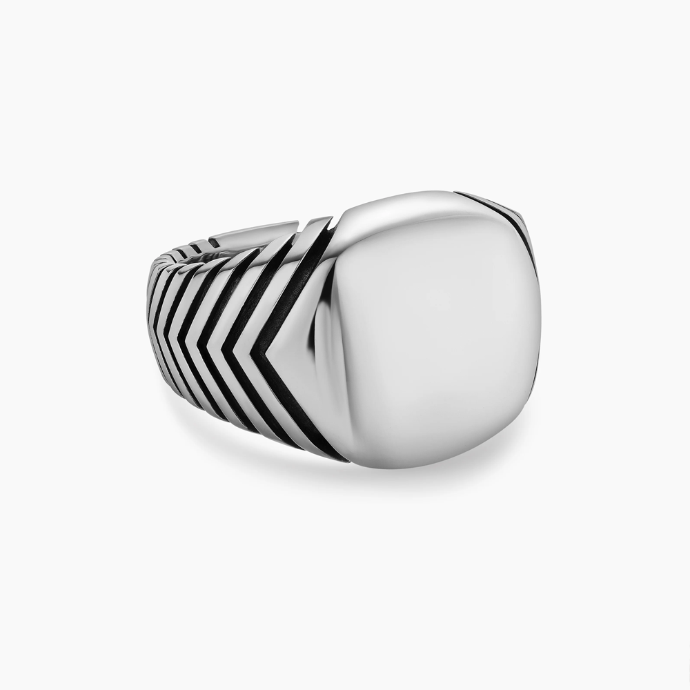 David Yurman Chevron Signet Ring in Sterling Silver