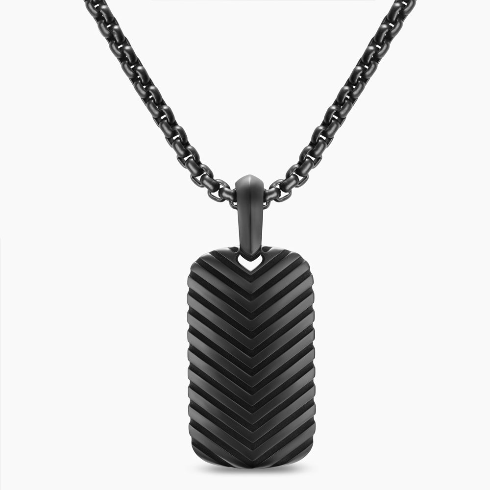 David Yurman Chevron Tag in Black Titanium