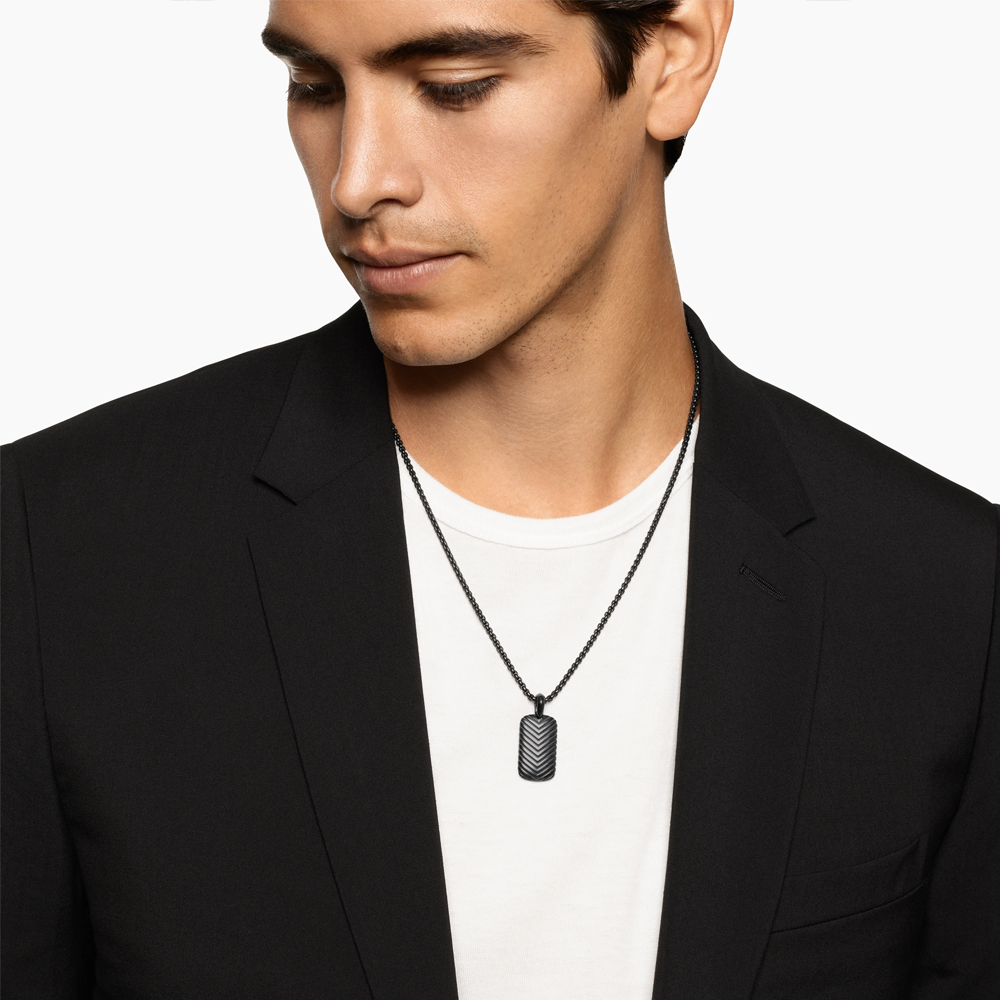 David Yurman Chevron Tag in Black Titanium