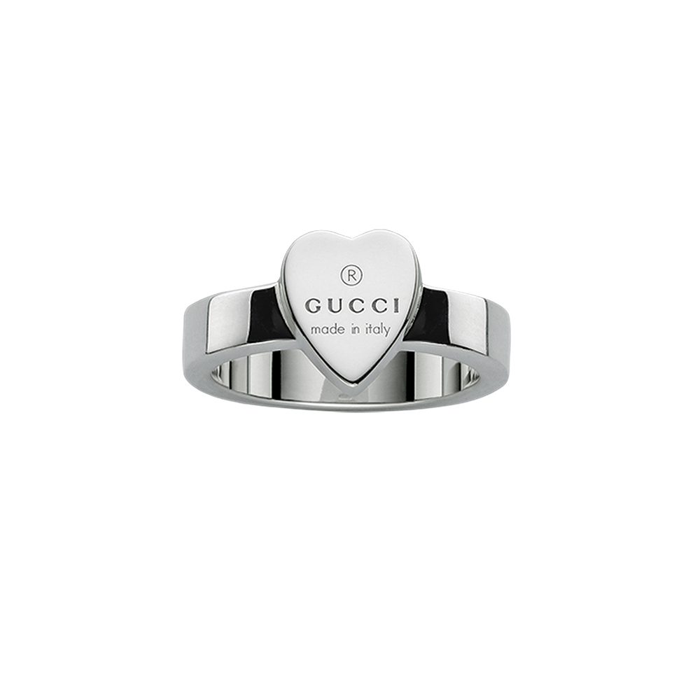 Gucci Silver Trademark Heart Ring Size 12