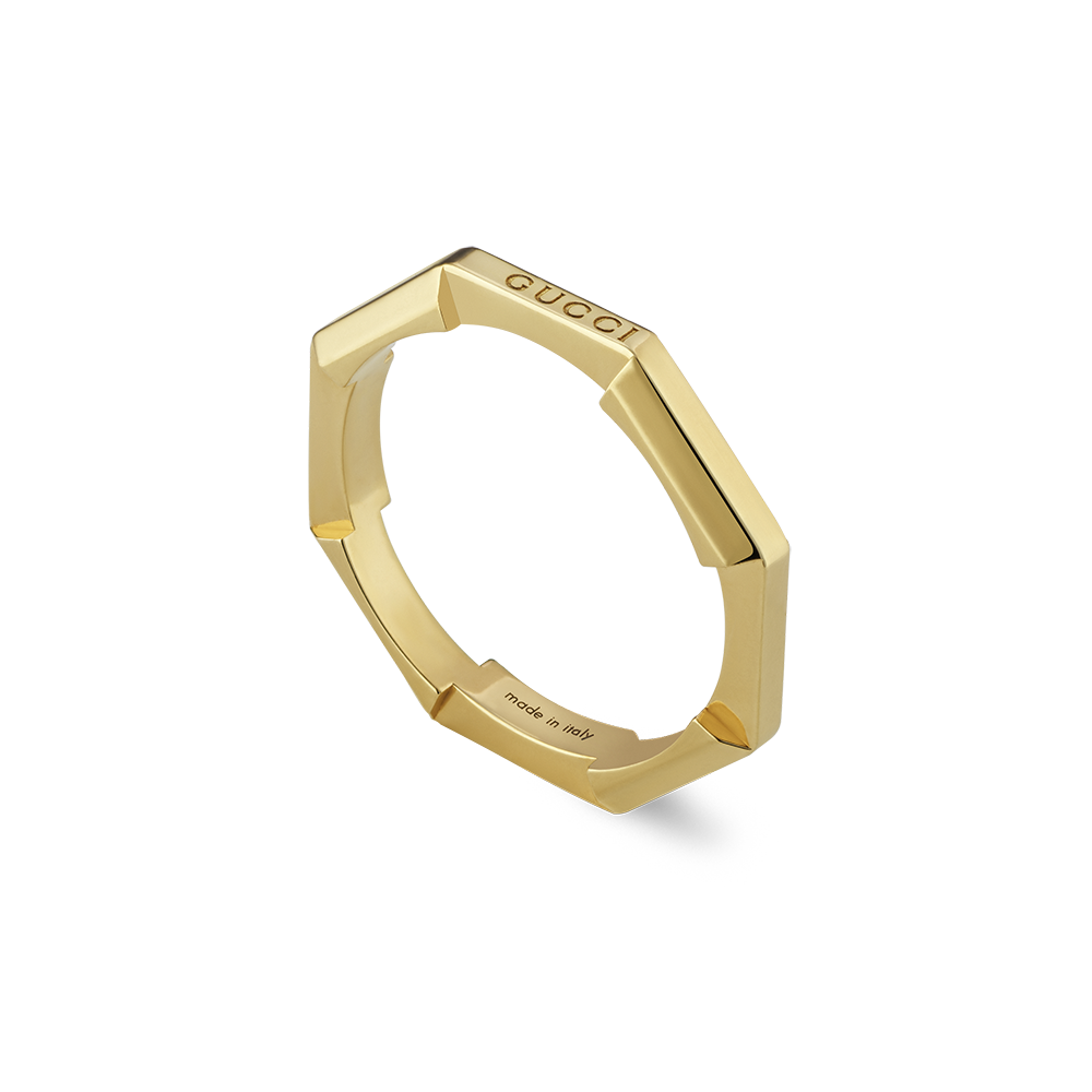 Gucci Link to Love Mirrored 18ct Yellow Gold Ring Size 10