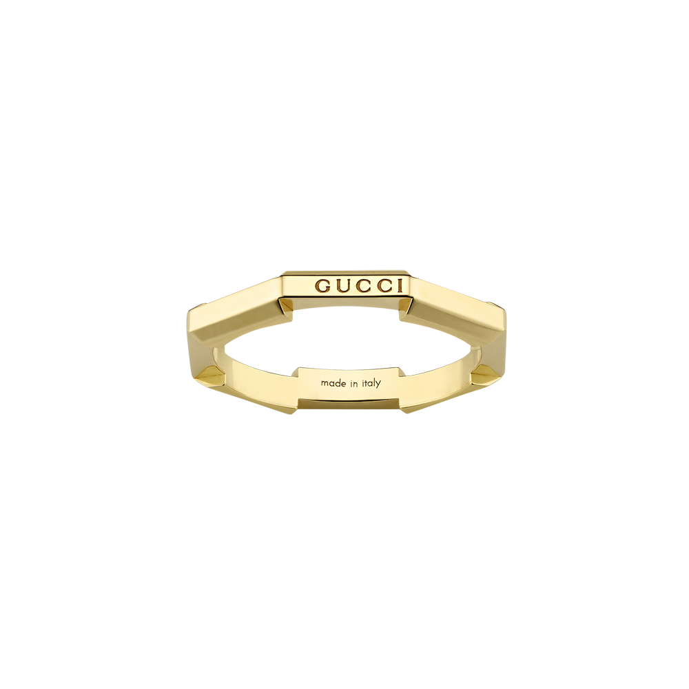 Gucci Link to Love Mirrored 18ct Yellow Gold Ring Size 10