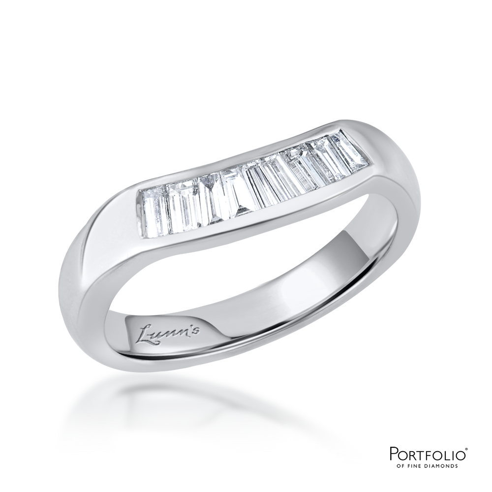 Platinum Diamond Curved Wedding Ring