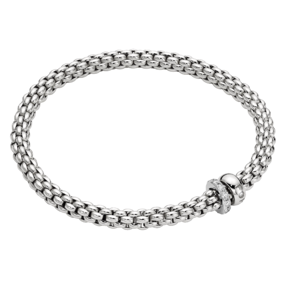 FOPE Solo Flex'it Bracelet with a Double Rondel and Diamond Pavé