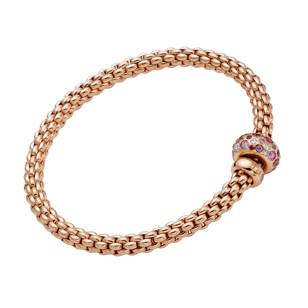 FOPE Solo Flex'it Bracelet with Diamonds and Pink Sapphires