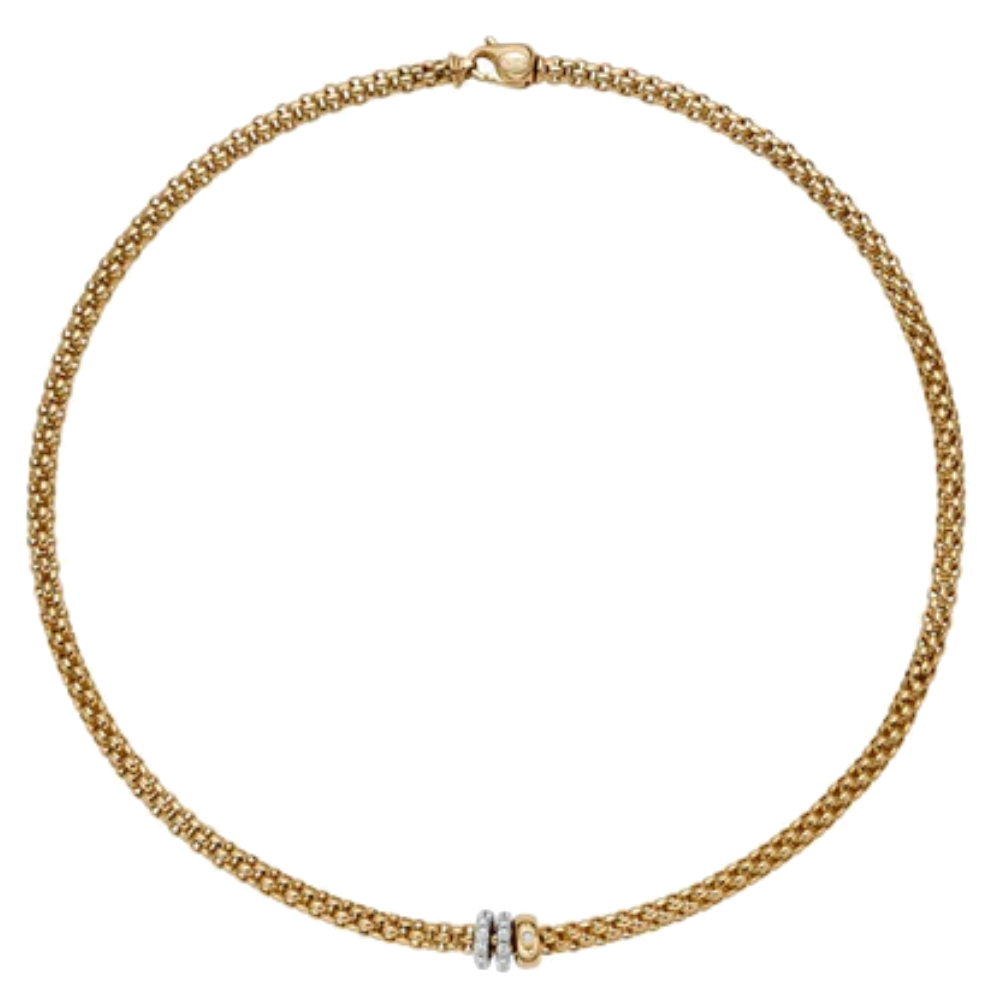 FOPE Solo Flex'it Necklace with Ornamental Clasp and Diamond Pavé