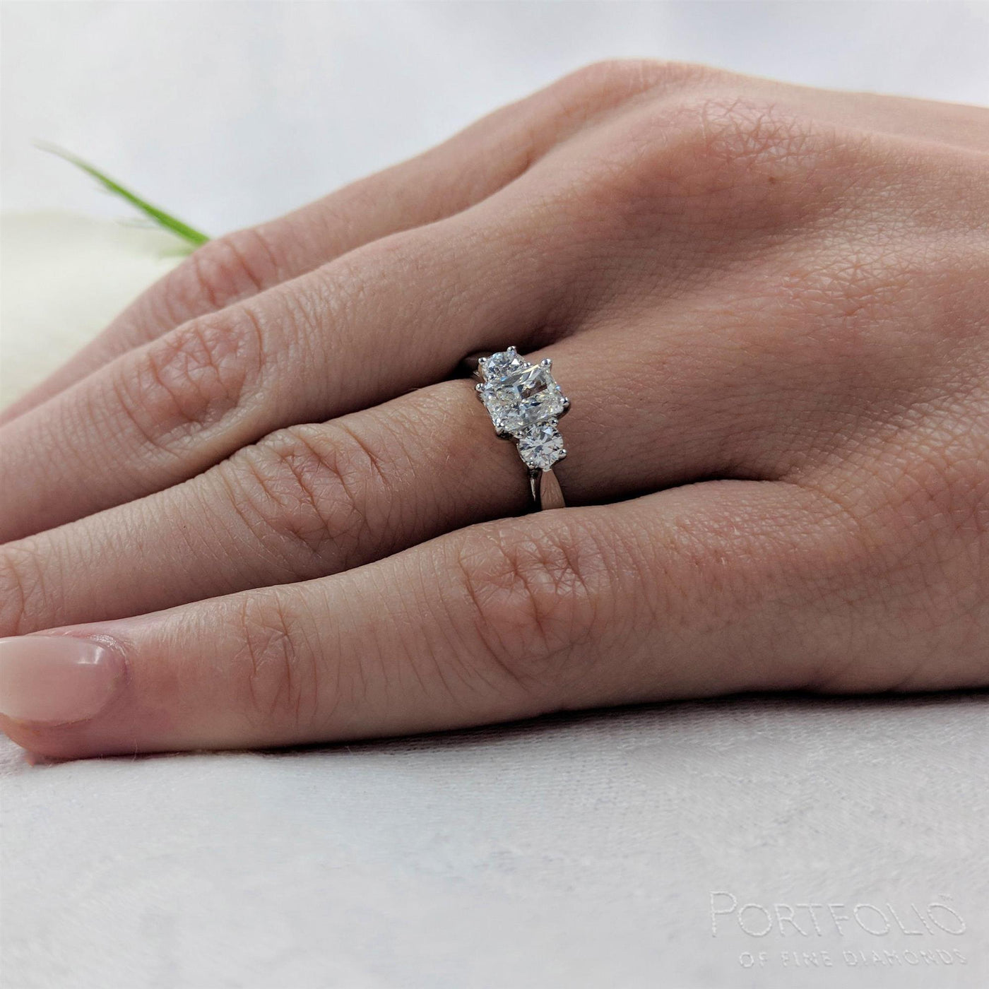 Three Stone 0.71ct F VS2 Diamond Platinum Ring
