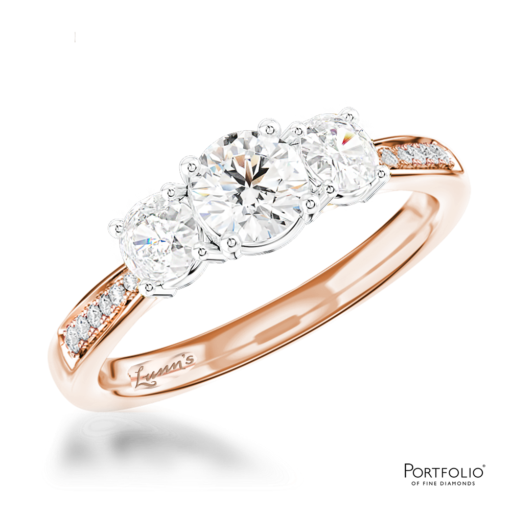 Memoire Three Stone 0.34ct F SI2 Diamond Rose Gold/Platinum Ring