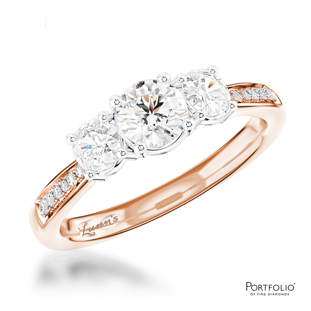 Memoire Three Stone 0.30ct E SI1 Diamond Rose Gold/Platinum Ring