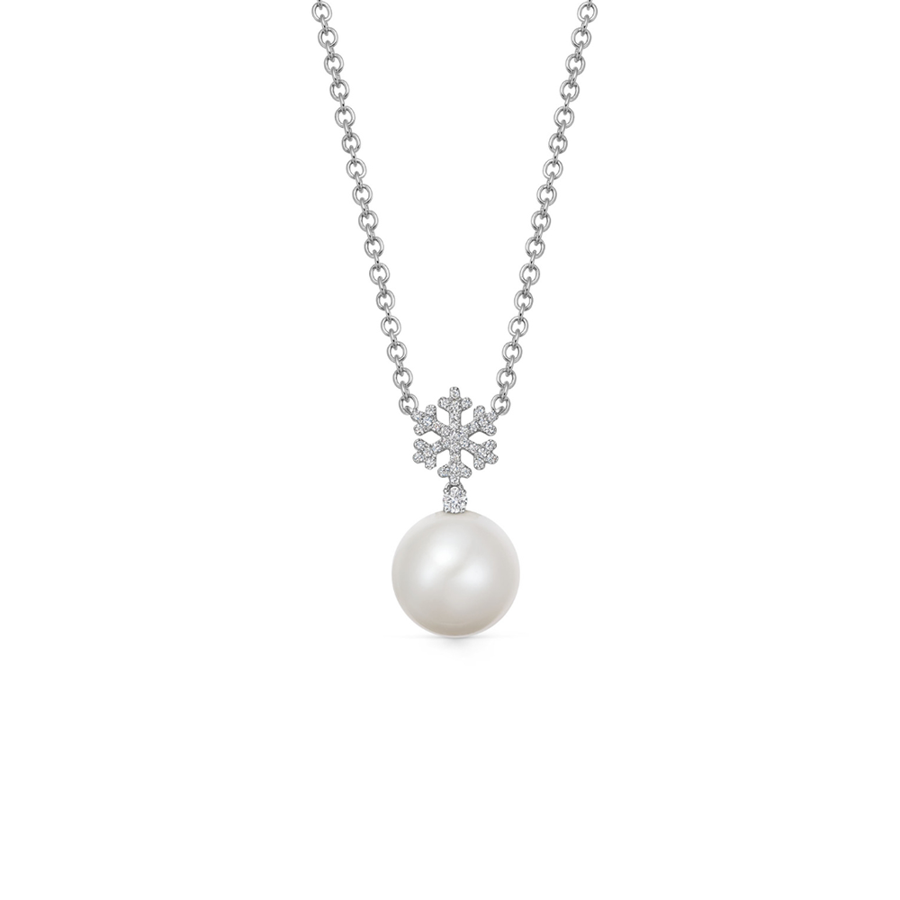 Kiki McDonough Pearl and Diamond Snowflake Necklace