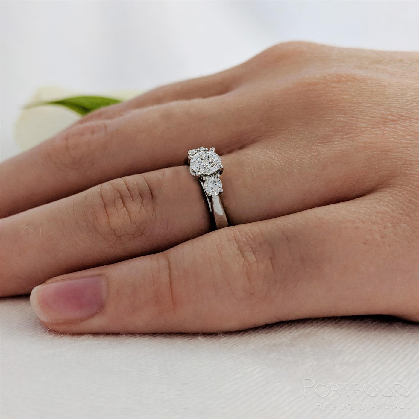 Three Stone 0.41ct E VS2 Diamond Platinum Ring