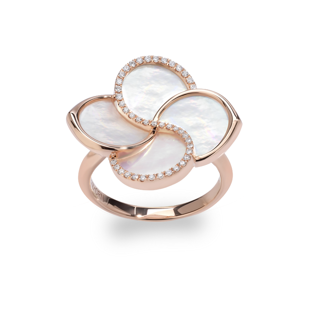 Essence 18ct Rose Gold Mother of Pearl and Diamond Ring