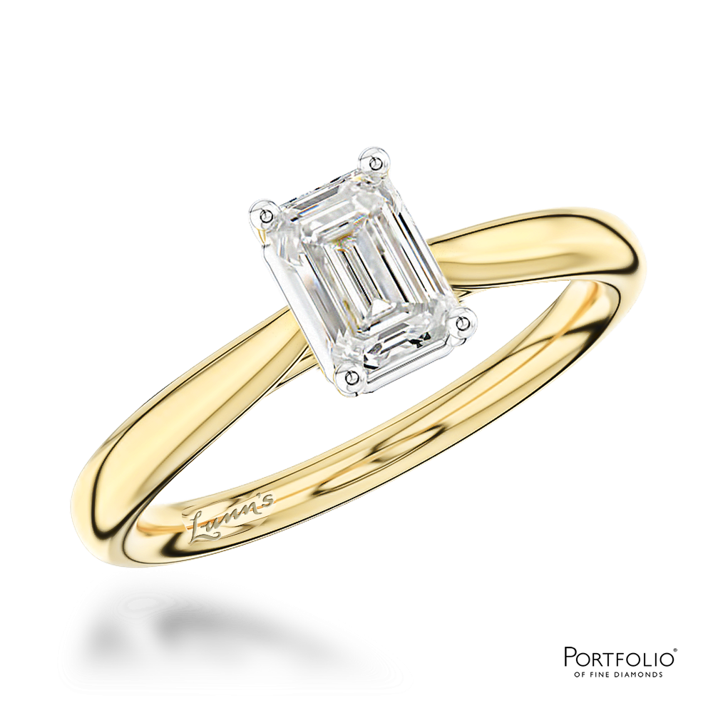 Solitaire 0.71ct F SI1 Diamond Yellow Gold/Platinum Ring