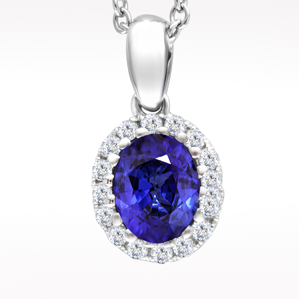 0.72ct Sapphire And Diamond White Gold Necklace