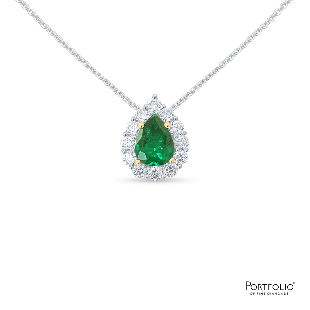 1.13ct Emerald and Diamond Platinum Necklace