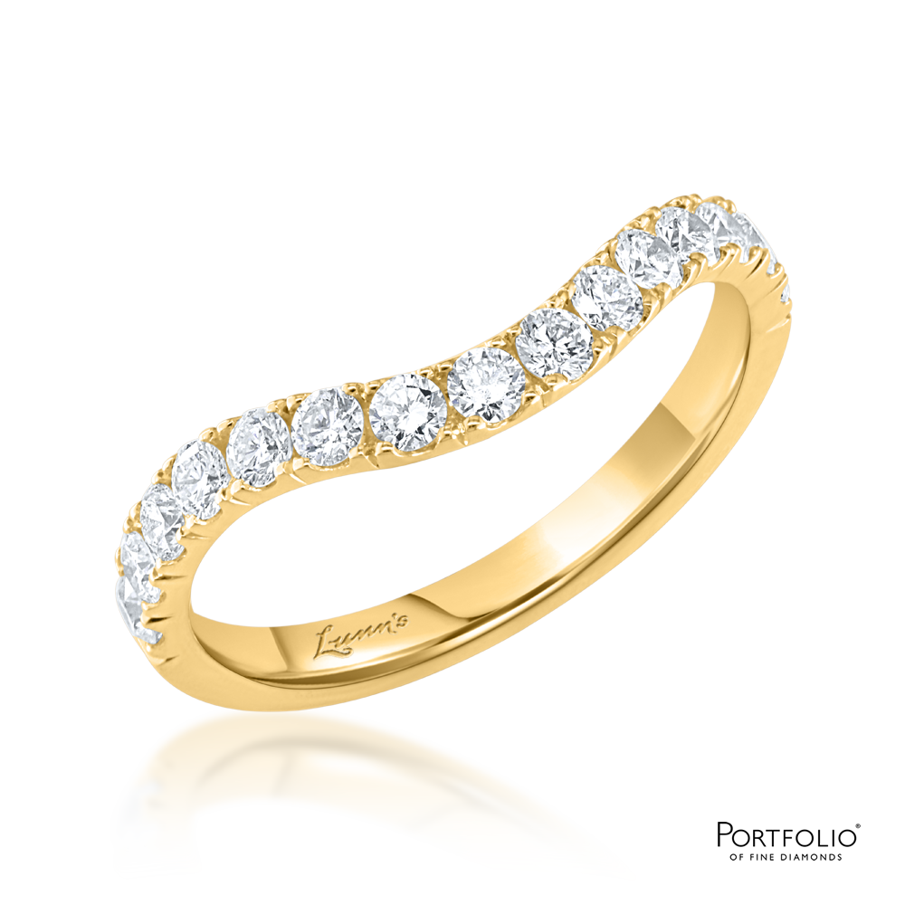 0.45ct Diamond Yellow Gold Medium Curved Ring