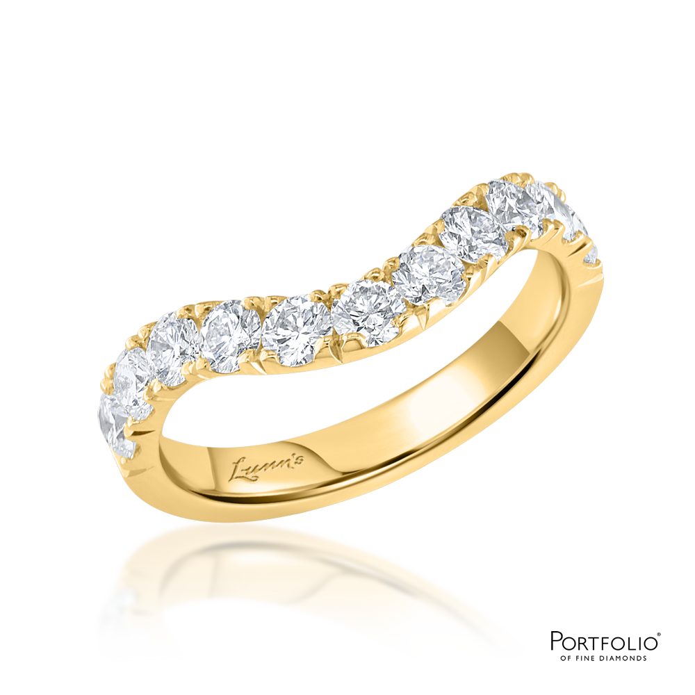 1.10ct Diamond Yellow Gold Medium Curved Ring