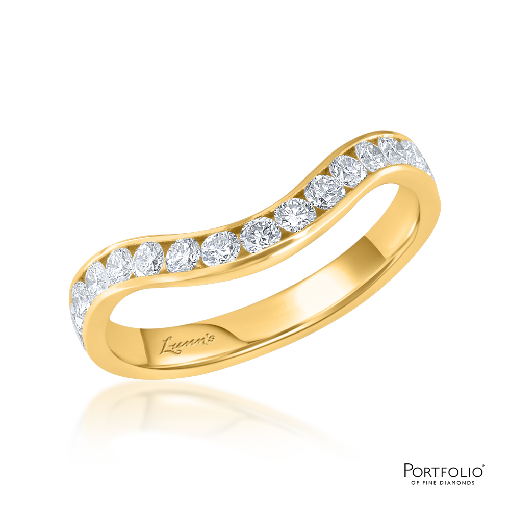 0.51ct Diamond Yellow Gold Medium Curved Ring