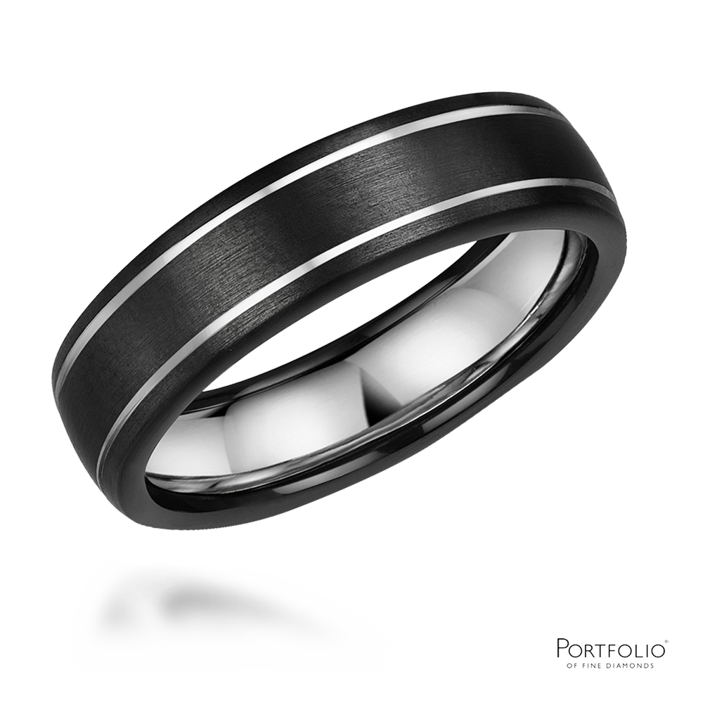 Zirconium And Silver 6mm Wedding Ring