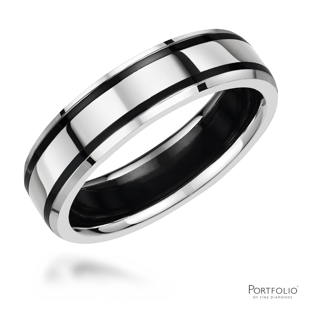 Zirconium And Platinum 6mm Wedding Ring