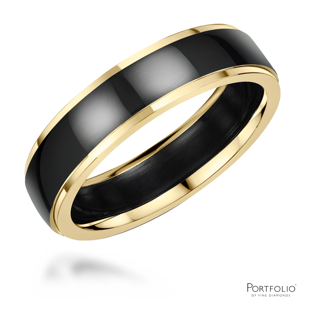 Zirconium And Yellow Gold 5.5mm Wedding Ring