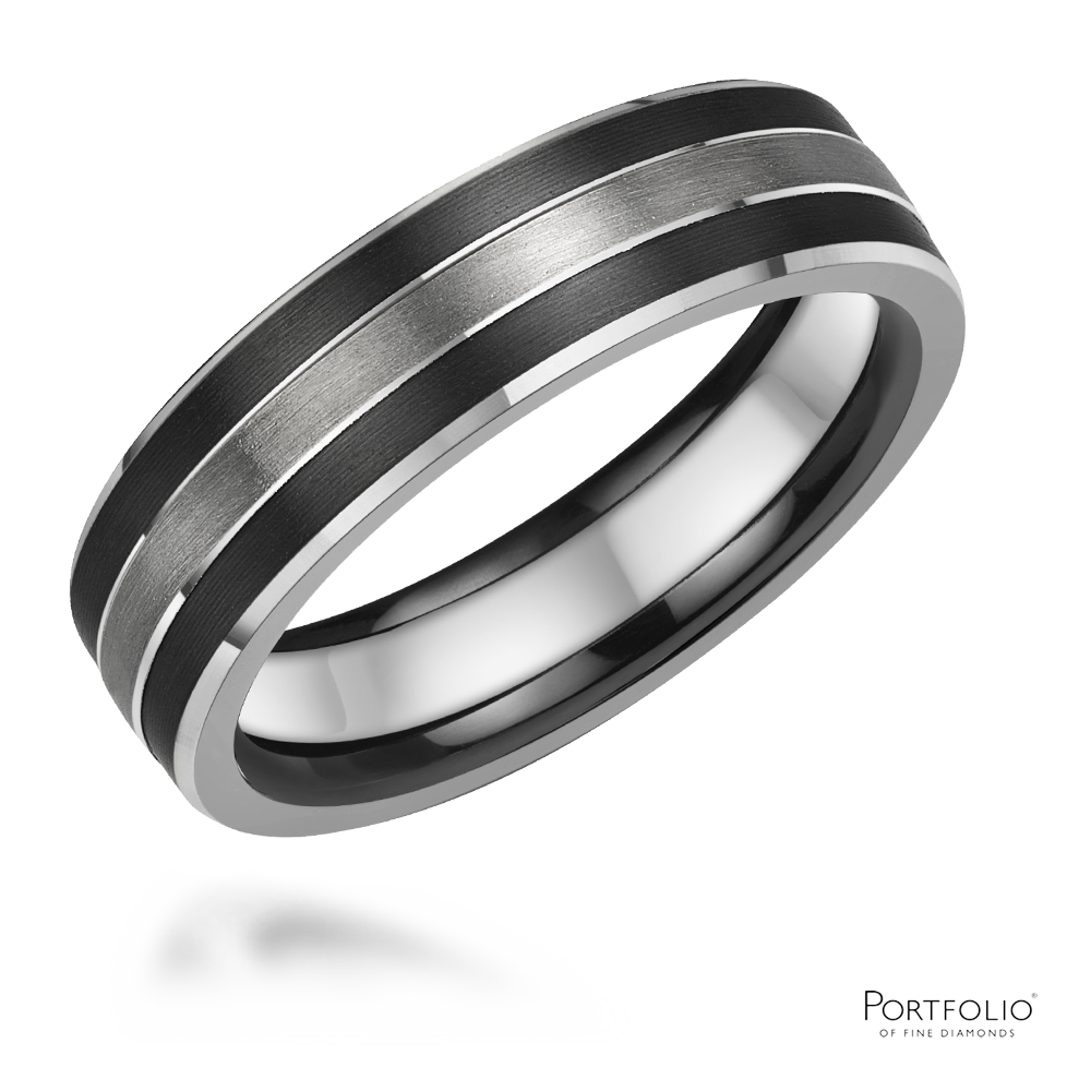 Zirconium And Silver 6mm Wedding Ring