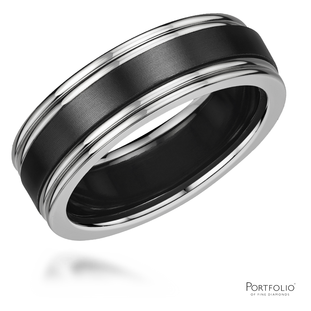 Zirconium And Silver 7mm Wedding Ring