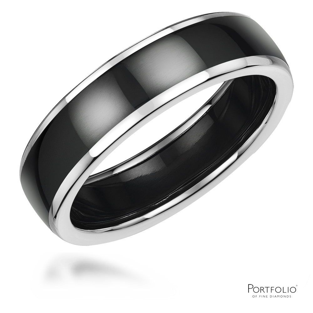 Zirconium And Silver 6mm Wedding Ring