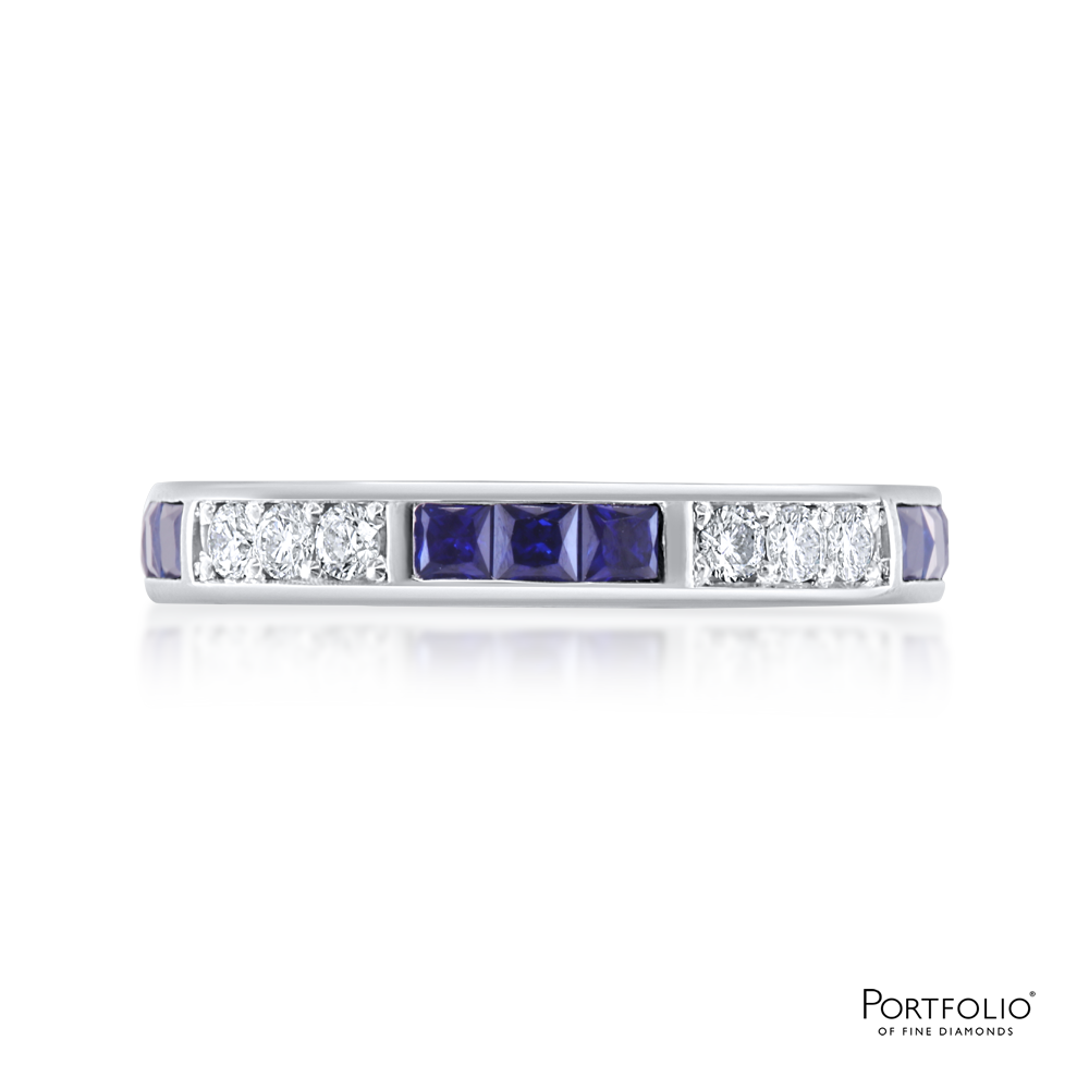 Sapphire and Diamond Platinum Eternity Ring