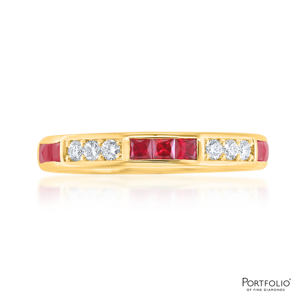 Ruby and Diamond Yellow Gold Eternity Ring