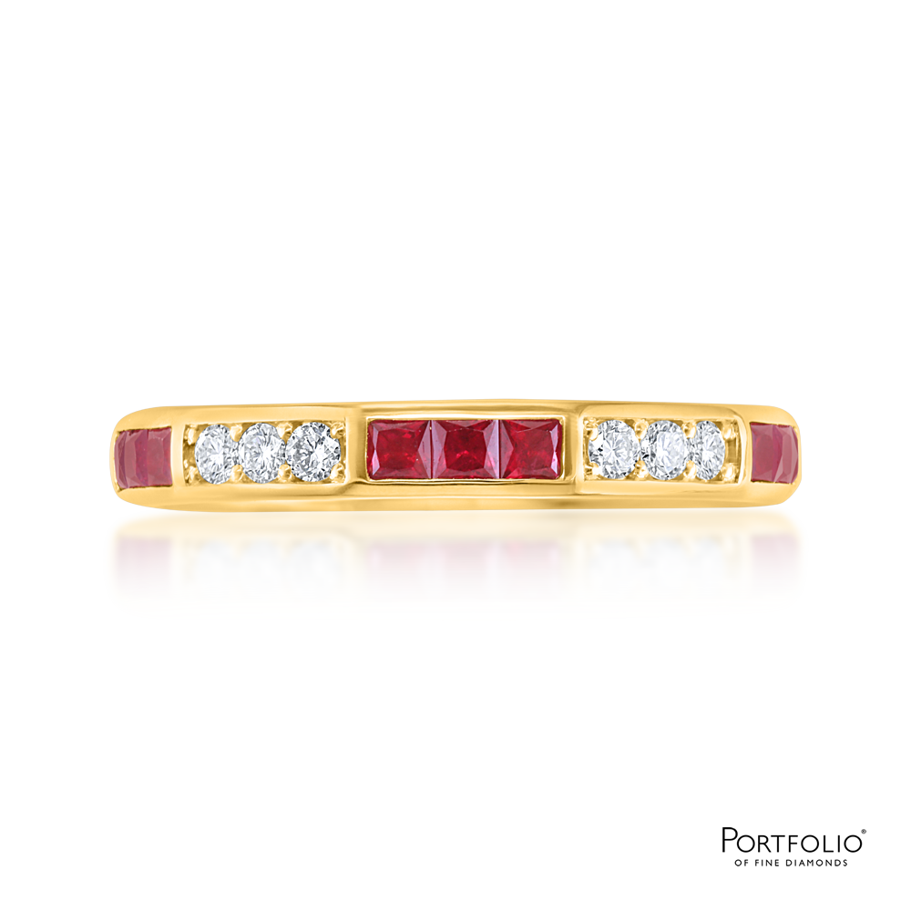 Ruby and Diamond Yellow Gold Eternity Ring