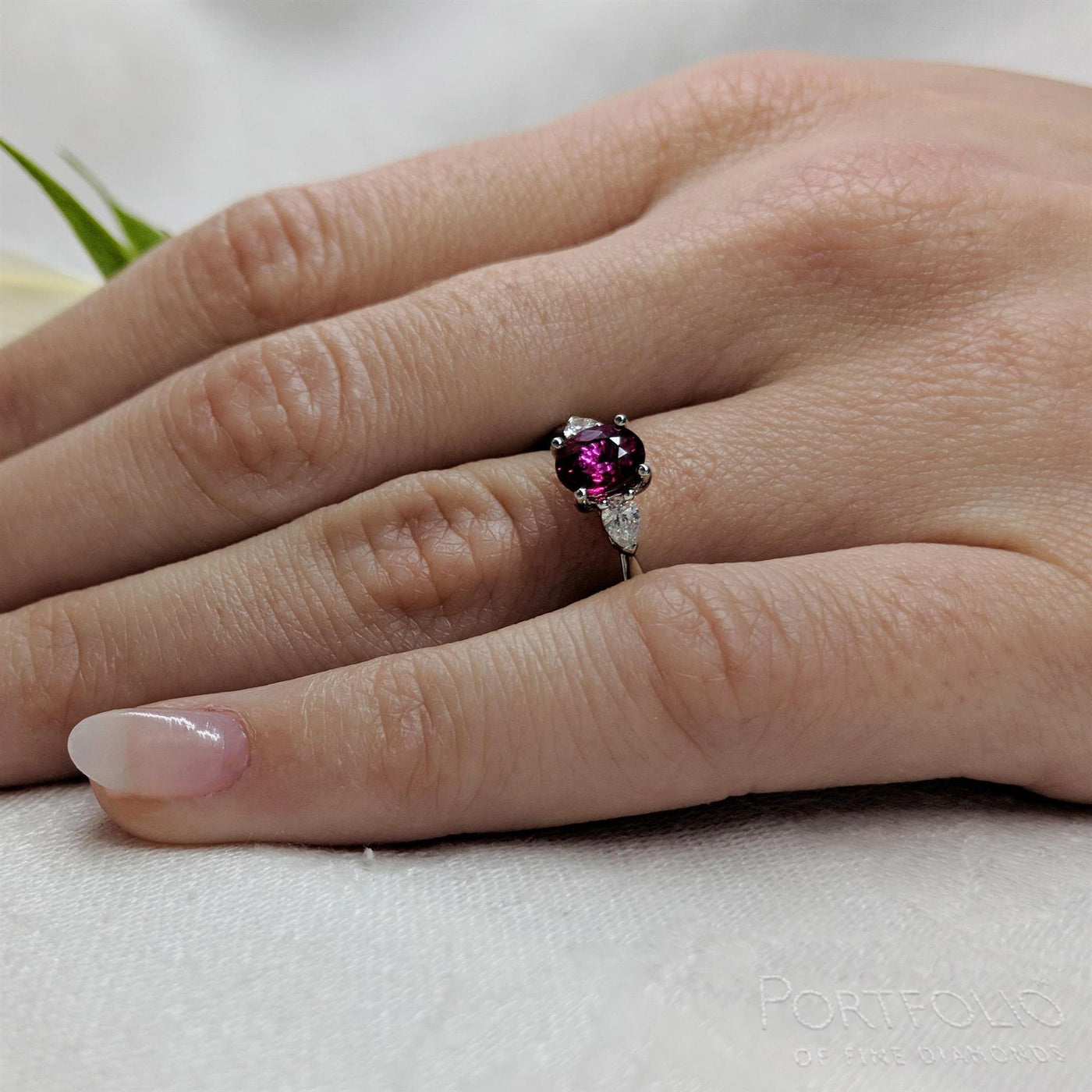 Three Stone 0.82ct Ruby Platinum Ring