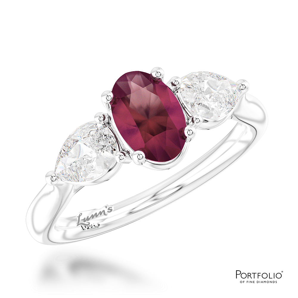 Three Stone 0.82ct Ruby Platinum Ring