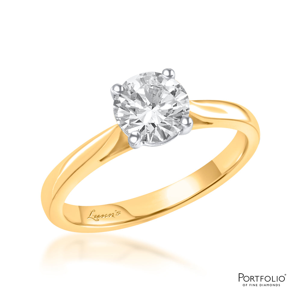 Solitaire 0.91ct E SI2 Diamond Yellow Gold Ring
