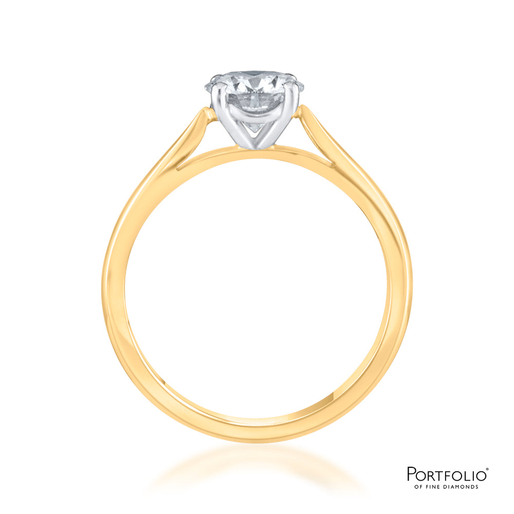 Solitaire 0.91ct E SI2 Diamond Yellow Gold Ring