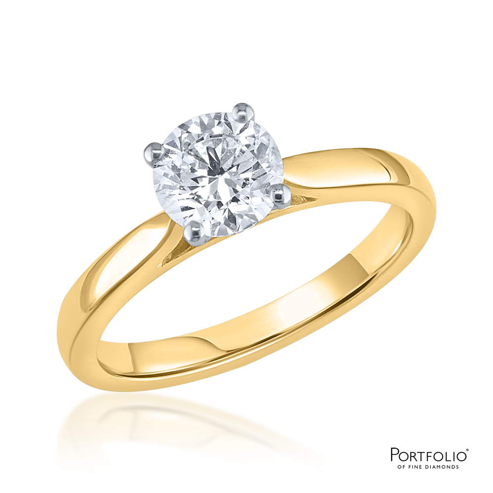 Solitaire 0.91ct G I1 Diamond Yellow Gold/Platinum Ring