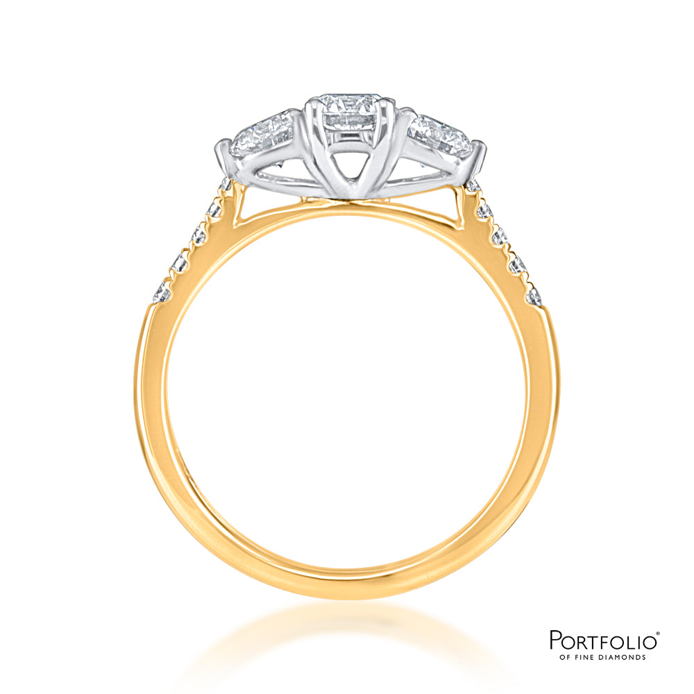 Three Stone 0.36ct F SI1 Diamond Yellow Gold Ring