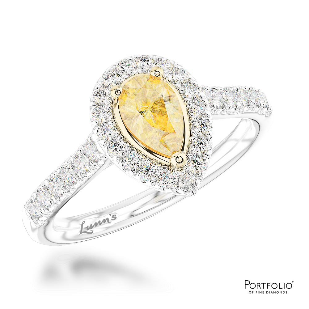 Cluster 0.45ct Fancy Yellow VS2 Yellow Diamond Platinum/Yellow Ring