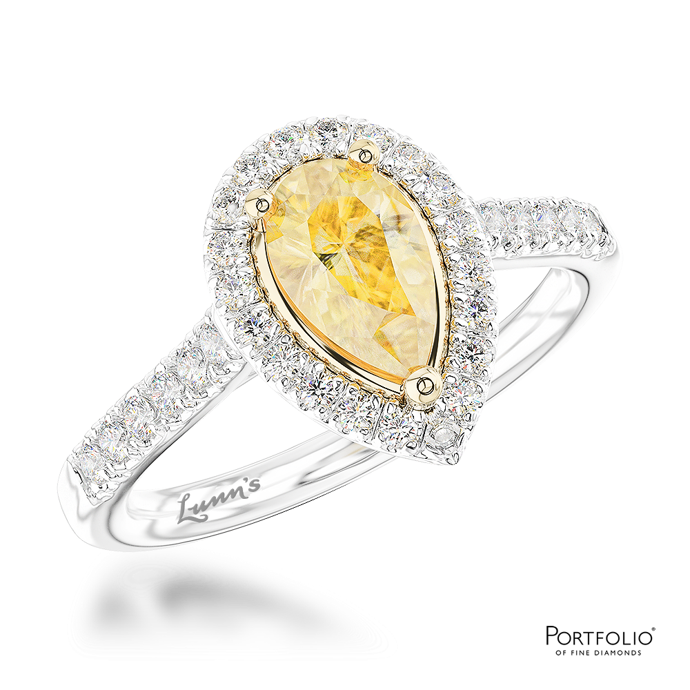 Cluster 1.34ct Fancy Light Yellow SI2 Yellow Diamond Platinum/Yellow Ring